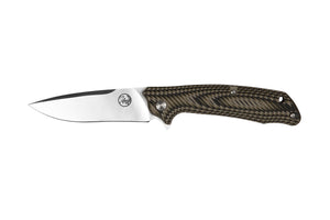Tassie Tiger Folding with Green & Tan G10 Handle, 89mm drop point D2 Blade