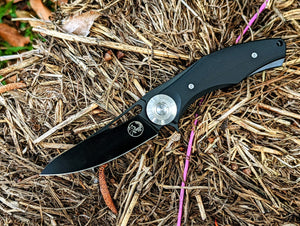 Tassie Tiger Pocket knife Black G10 Handle, Black 90mm Blade