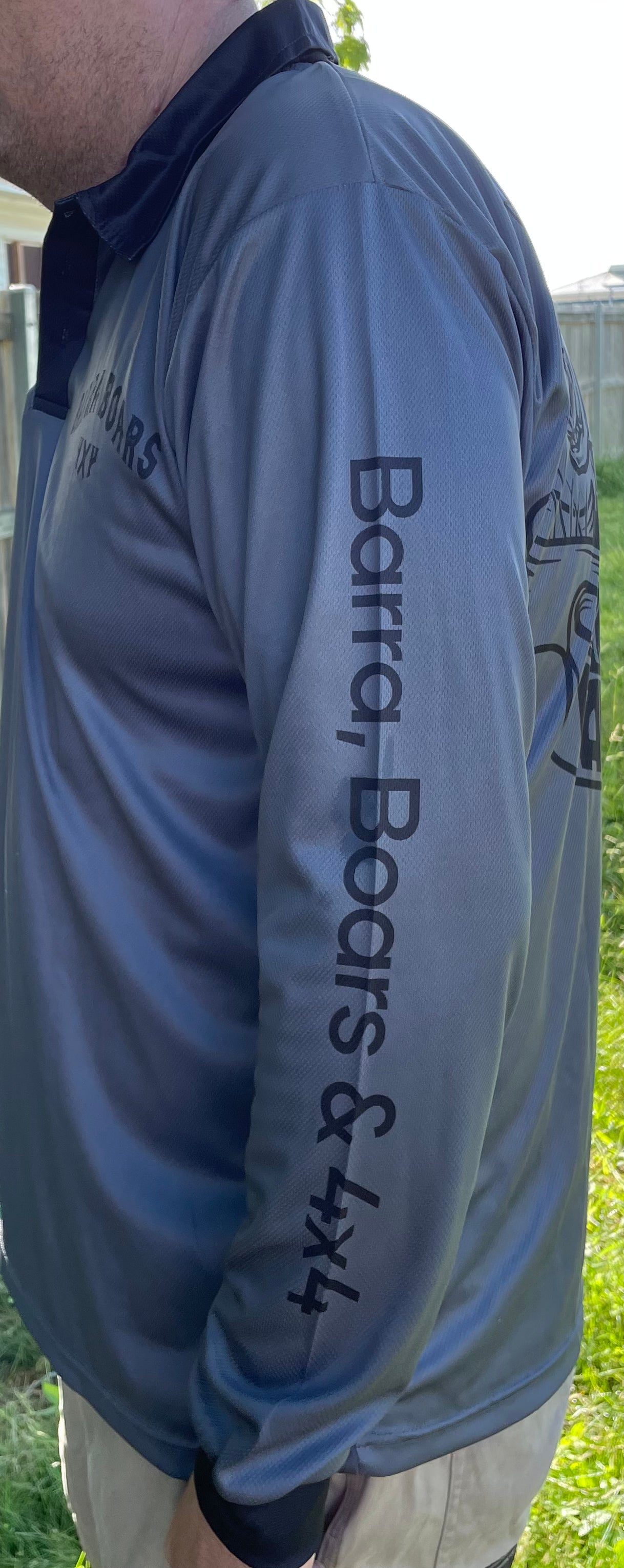 Barra, Boars & 4x4 Grey Fishing shirt