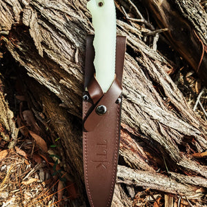 Tassie Tiger Pig Sticker Hunting with Glow Handle + Leather Sheath